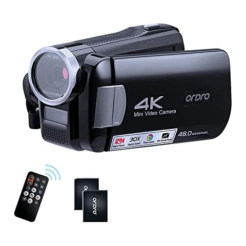 ORDRO AC2 Video Camera Mini Camcorder 4K Infrared Night Vision Camera Full HD 1080P 60FPS YouTube Vlogging Camcorder with Remote Control 2 Batteries Cover