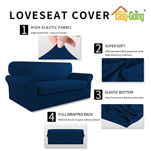 Image of Easy-Going 2 Pieces Stretch Loveseat Couch Sofa Slipcover Washable