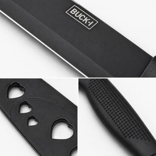 Image of Stainless Steel Kitchen Knife Set 3-Piece with Protective Covers | Sharp Non-Stick Chef, Utility & Paring Knives | Ergonomic Non-Slip Handle for Vegetable, Fruit & Meat Cutting | Black