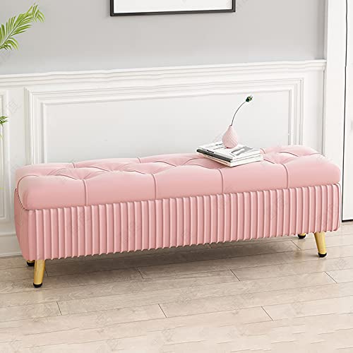 Repose-pieds rectangulaire avec coffre caché velours capitonné design - 2