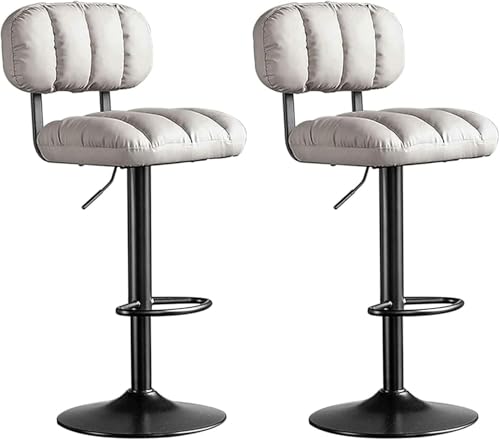 YZYSHA Bar Stools Set of 2 Adjustable Swivel Chairs Thick Cushioned Counter Height with High Backrest for Kitchen Island Pub(Grey)