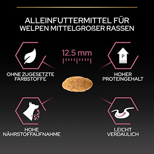 Pro Plan Medium Puppy Sensitive Skin, Welpenfutter trocken, reich an Lachs, 1er Pack (1 x 12 kg)