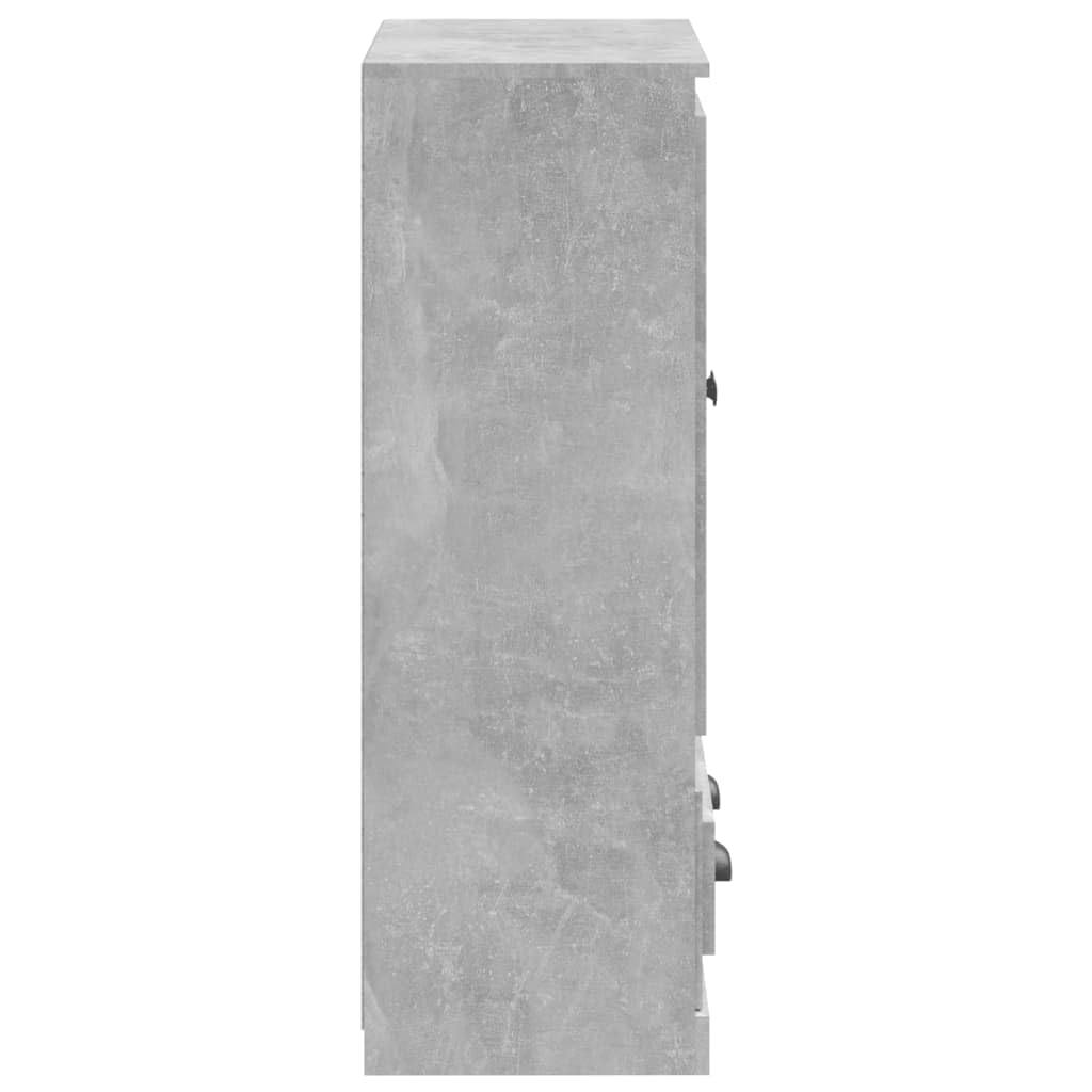 Générique Bufet wysoki szary beton 60 x 35,5 x 103,5 cm drewno inżynieryjne, minimalistyczna szafka do przechowywania, wysoki mebel z dużą przestrzenią do przechowywania do salonu lub przedpokoju