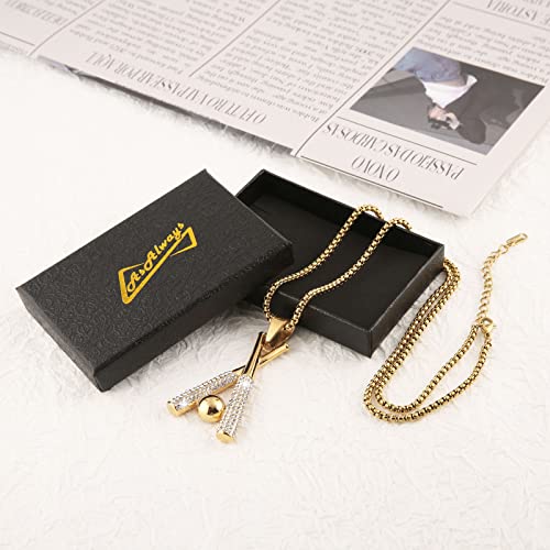 Asalways Hip Hop Jewelry Iced Out Cross Baseball Bat Pendant Sports 18K Gold Plated Necklace For Men Women(Cross Baseball) #TOP6