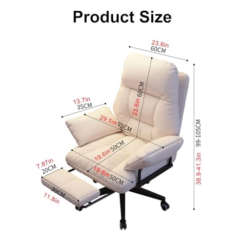 Chaise d'ordinateur ergonomique inclinable beige avec roues de bureau
