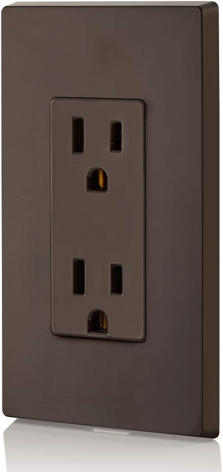 Leviton 5325-S 15 Amp, 125 Volt, Decora Duplex Receptacle, Residential Grade, Grounding, Mahogany