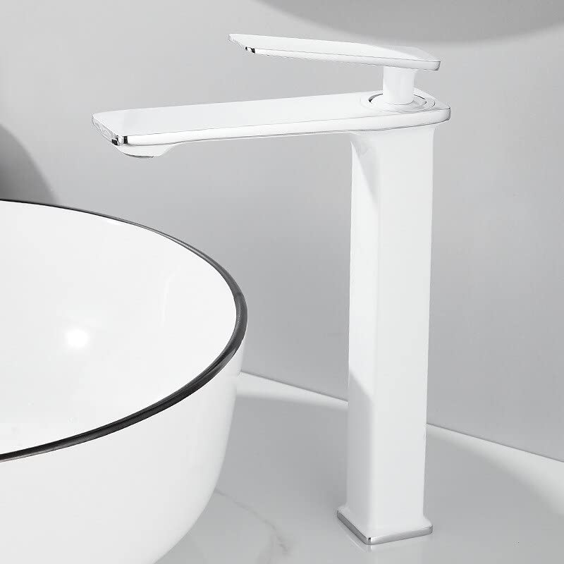 Robinet mitigeur blanc chromé pour lavabo haut de salle de bain FIDEMM