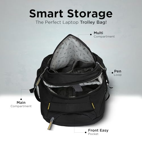 Image of NOVEX Pacific 35 Litre Water Resistant Laptop Trolley Bags for Travel with 3 Compartments 15.6 inch Roller Case for Office Travel Bag for Men & Women | 2 Wheels Trolley Backpack Laptop