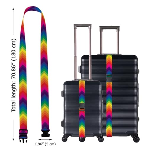 Image of WIRESTER Set of 2 Adjustable Luggage Straps with Buckle, Travel Secure Belt for Suitcase Baggage, Luggage Accessories - Colorful Chevron
