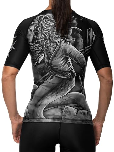 Raven Fightwear Women's Medusa MMA BJJ Short Sleeve Rash Guard Black2