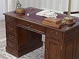  Simone Guarracino Luxury Design Scrivania Regency Stile Inglese scrittoio ministeriale presidenziale bifacciale cm 120 Noce Ecopelle Bordeaux