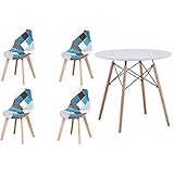 Mesa de comedor redonda: parte superior de madera maciza suave y fácil de limpiar con patas de madera resistentes, fuertes y atractivas.