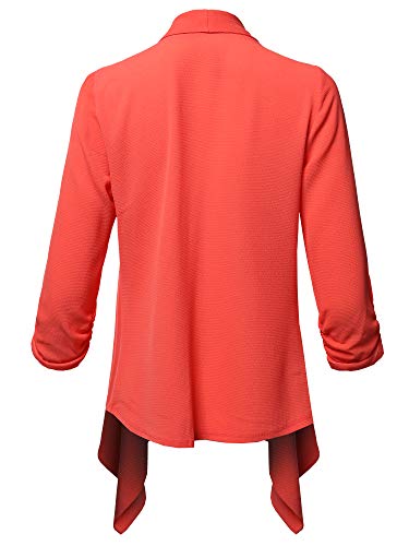 Women's Solid Lightweight Open Front Shirring Sleeve Blazer2