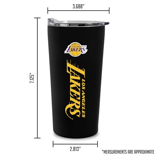 Image of Rico Industries NBA Basketball Los Angeles Lakers Black 18oz Soft Touch, Easy Grip Tumbler