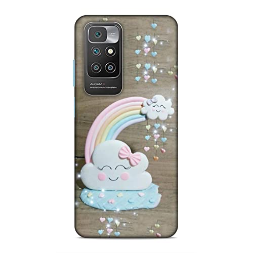 Image of Printed Mobile Back Hard Case Cover for Xiaomi Redmi 10 Prime | Smiley Cloud, Colourful Heart, Clay Art rainbow-2179