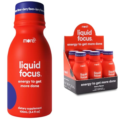 More Labs Liquid Focus, Nootropic Smart Drink with Powerful Antioxidants & Adaptogenic Herbs for Energy and Concentration, 150mg Caffeine (Pack of 6)