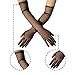 SEX POINT Women's Sexy Sheer Gloves Black Mesh Tulle Long Gloves Women Bridal Lace Gloves Elbow Length Gloves for Wedding Tea Party Dance 20s Opera Party Halloween Costumen