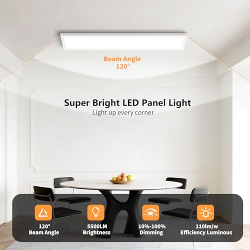 Image of AIKVSXER 4Pack 1x4 LED Flat Panel Light, 50W Surface Mount Ceiling Fixture