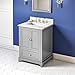 24" Grey Addington Vanity, Calacatta Vienna Quartz Vanity Top, undermount rectangle bowl
