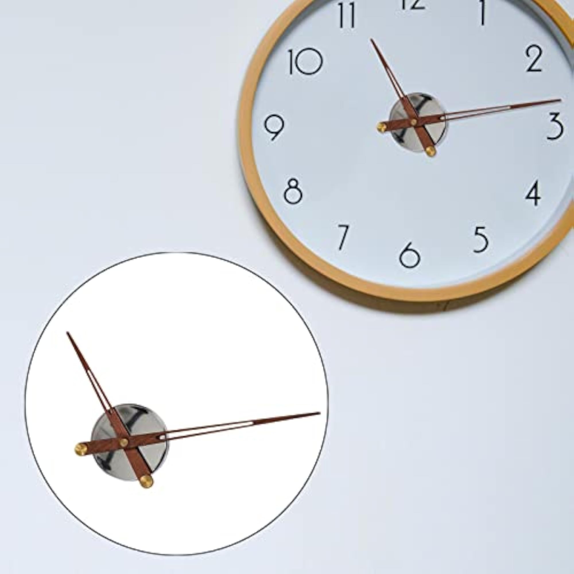 Wood Clock Movement Replacement Mechanism with Silver Pointers