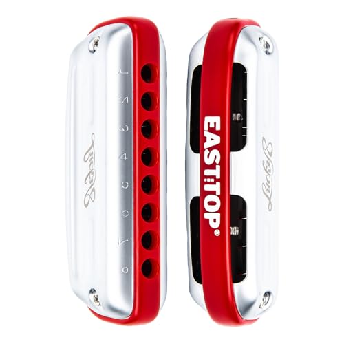 East top Armonica blues a 8 fori, armonica diatonica blues in chiave di do, per adulti, principianti, professionisti e studenti, come regalo, rossa
