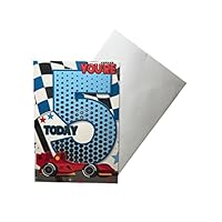 \"Express Yourself\" Birthday Card for Age 5 Boy - Includes Envelope - Featuring a Racing Car Design