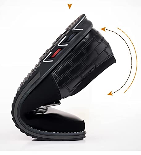 Image of Men's Dress Shoes Business Soft Sole Oxford Derby Orthopedic Leather Slip-On Casual Shoes (Black,6.5)