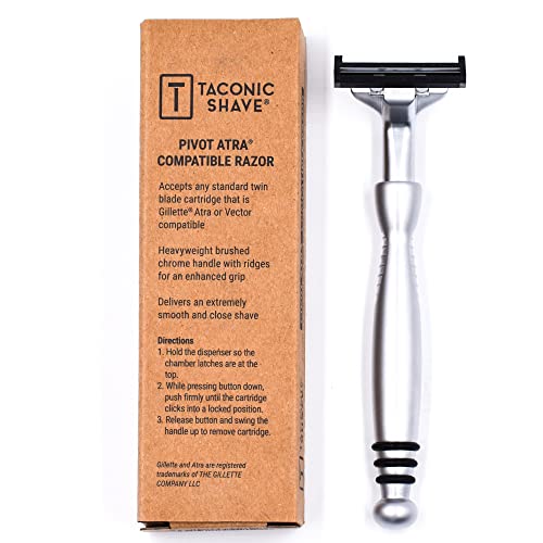 All Metal Heavyweight Chrome Atra Compatible Twin Blade Razor & 10 Personna Pivot Plus Blades #TOP6