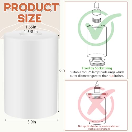 Image of Teenyyou 8 Pcs White Frosted Glass Shade Replacements for Pendant Light Fixtures Glass Lamp Shade Cover, 1-5 /8 Inch Fitter E26 Base, 4 inchw x 6 inchh, Replacement Lamp Globe for Chandelier Wall Sconce