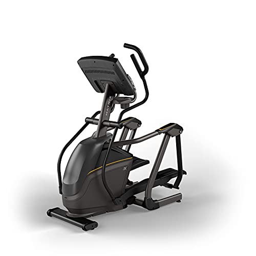 Image of Matrix Fitness E50 Elliptical with XUR | 22 inch Touchscreen (WiFi+BT+HDMI) | Low Impact Workouts, Full Body Cardio, High Calorie Burn | Space Saving Compact Design, Suspension Elliptical