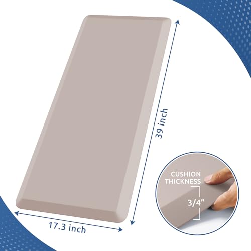 Image of KitchenClouds Kitchen Mat Cushioned Anti Fatigue Kitchen Rug 0.8inch Water Resistant Non Slip Kitchen Rugs and Mats Standing Desk Mat Comfort Floor Mats for Kitchen Sink Office (17.3 inchx39 inch,Khaki)