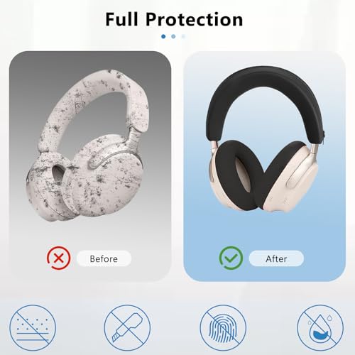 Image of 2-Pack Soft Silicone Case Covers for Bose QuietComfort Ultra Headphones (2nd Gen2) Headphones - Anti-Scratch, Sweat-Resistant Ear Pad, Headband, Washable Accessories-Black