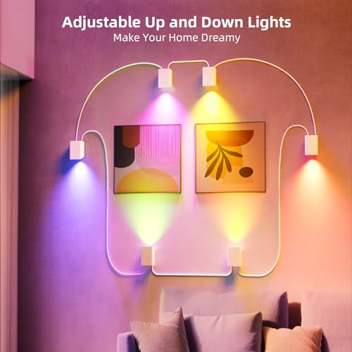 Image of RGBCW Smart Wall Sconces WiFi Wall Lights 54 Dynamic Modes, Color Changing LED Cube Wall Light Works with Alexa, Music Sync, Indoor Light Fixture for Bedroom, Living Room, Party, 6 Pack