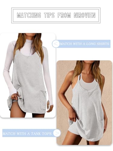 Image of Nirovien Womens Tennis Dress Workout Mini Dress with Shorts Sleeveless Spaghetti Straps Golf Athletic Dresses