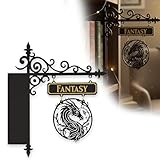 Book Nook Taverne Schilder, Dekoration, Fantasie-Bücherregal-Trennwände aus Metall mit Drachenschild für Heimbibliothek und Leseecken, Organisation oder gemütliche Tavernen-Dekoration, dekoratives