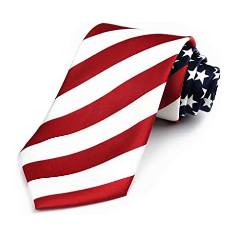 Elfeves Men's Modern Striped Patterned Formal Ties College Daily Woven Neckties (One Size, Red Blue White American Flag) Cover
