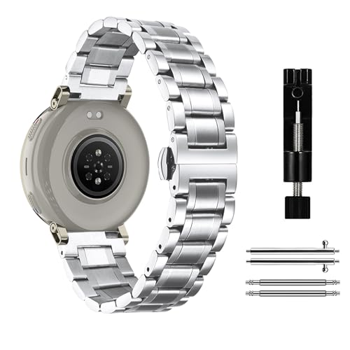 MiKoyi 20mm ���^���o���h Amazfit Active 3 Premium/Active 2 Square/Active2�p �\���b�h�X�e�����X�X�`�[�����X�g�o���h �X�g���b�v ���߉\ �▭�Ȍ����p�o���h Amazfit T-Rex 3 Pr