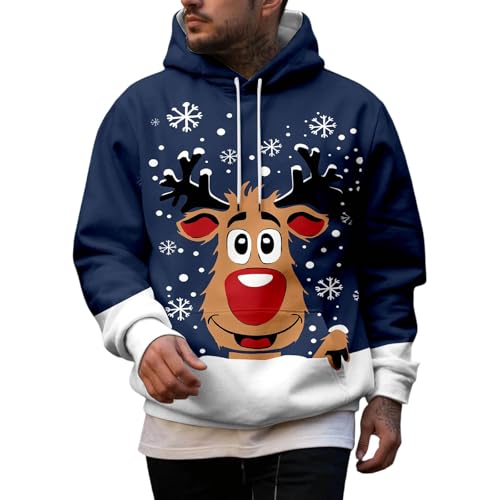 Cozy Winter Hoodie with Festive Print Warm Fleece Lining for Men Comfortable Holiday Sweatshirt in Cold Weather Ideal as Casual Outdoor Casual Wear