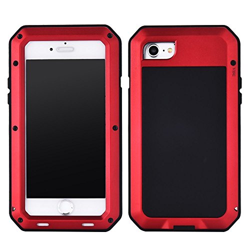 iPhone 7 Case, iPhone 8 Case Amever Aluminum Metal Case with Silicone - Water Resistant Shockproof Heavy Duty Tempered Glass Screen Protector - Dual Layer Protective Case for iPhone 7/8 4.7 Inch