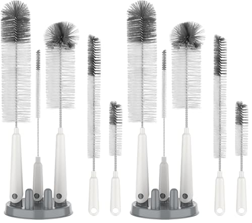 Image of MR.SIGA 10 Pack Bottle Brush Cleaning Set with Storage Holder, Cleaning Brushes for Long Narrow Neck Bottles, Water Bottles, Baby Bottles, Tumblers, Drinking Glasses, Strews
