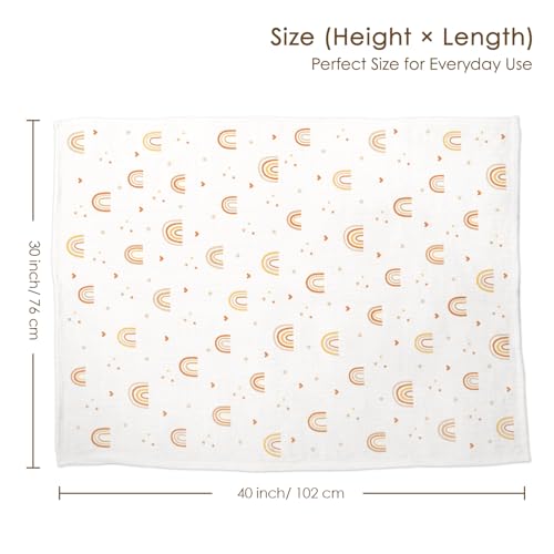 Image of Rainbow Baby Blankets for Girls, Soft Nursery Minky Blankets with Muslin and Dotted Fleece Back 30x40 inches, Receiving Bed Quilt for Newborn, Infants, Toddlers