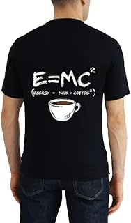 قميص شبابي واسع بتصميم فني على الظهر مع طبعة نصية كبيرة بمقاس 1.05 م، أسود (E=mc2)