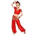 Xmiral Costumi da Ballo Fatti a Mano Bambini Ragazza Danza del Ventre Costumi Bambini Danza del Ventre Egitto (140cm,1PC Top + 1PC Pants Rosso)