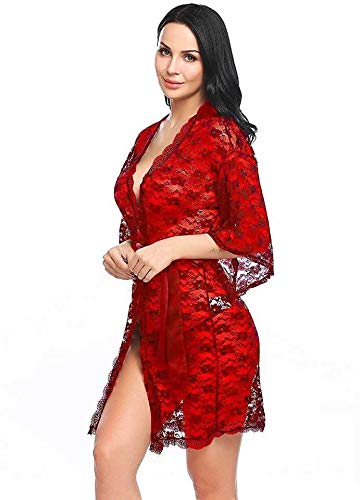 Image of Women's Polyamide Spandex & Lace Plain Above Knee Baby Doll Lingerie