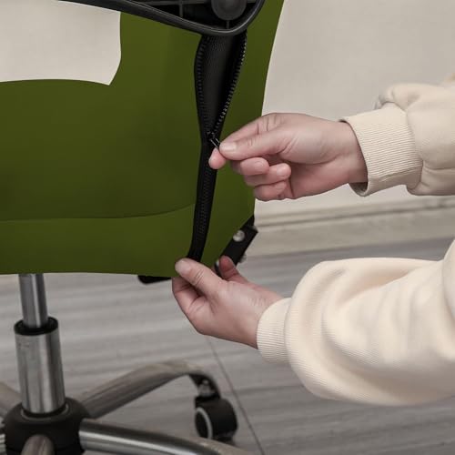 Image of Eleganta Stretch Boss Office Chair Cover Printed Computer Chair Covers with Armrest Cover Universal Removable Spandex Rotating Chair Slipcovers Soft Desk Chair Seat Protector Olive Green (Pack of 1)