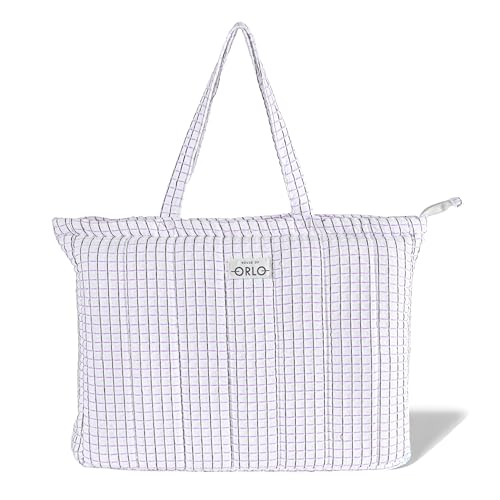 Image of Premium Cotton Waffle Quilted Tote Bag, Large Spacious Handbag for College, Office, Work, Travel, Shopping & Daily Use