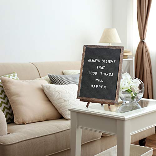 Felt Letter Board With Rustic Vintage Frame And Stand 12X16 Inch, Dark Grey Changeable Letter And Message Board Includes 792 Letters, Numbers And Symbols, Hook To Hang, 2 Canvas Bags #TOP4
