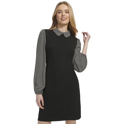 Image of Tommy Hilfiger Women's Long Sleeve Collared Peter Pan Shift Mini Dress