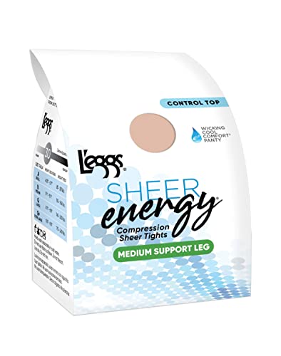 Leggs Womens Sheer Energy Control Top Sheer Toe Pantyhose, B, Nude2