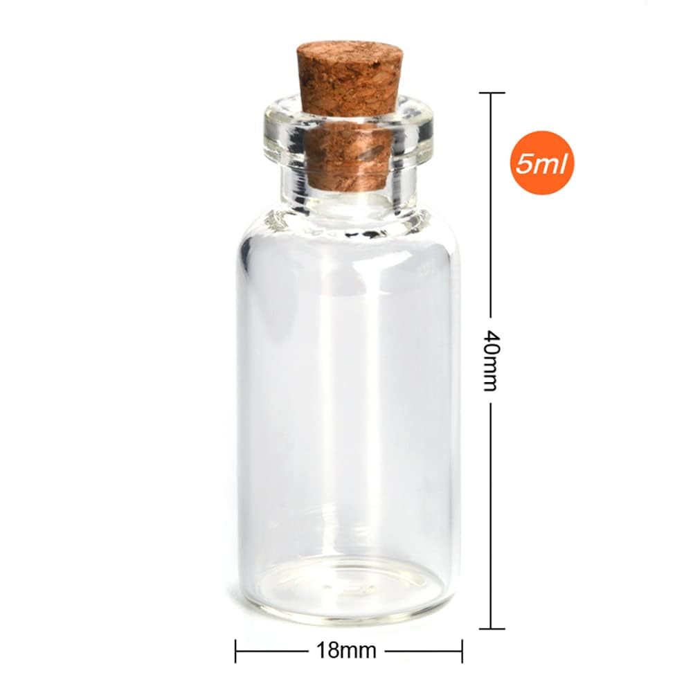 Set Di 20 Mini Flaconcini In Vetro Trasparente Con Tappo In Sughero – 1,5 Ml, Per Decorazioni Fai Da Te, Matrimoni E Glitter